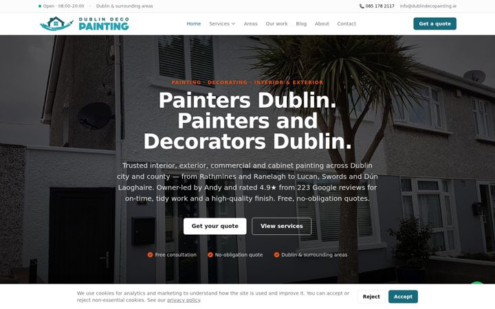 Snímek obrazovky dublindecopainting.ie