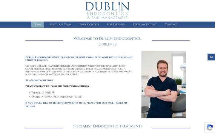 Snímek obrazovky dublinendodontics.ie