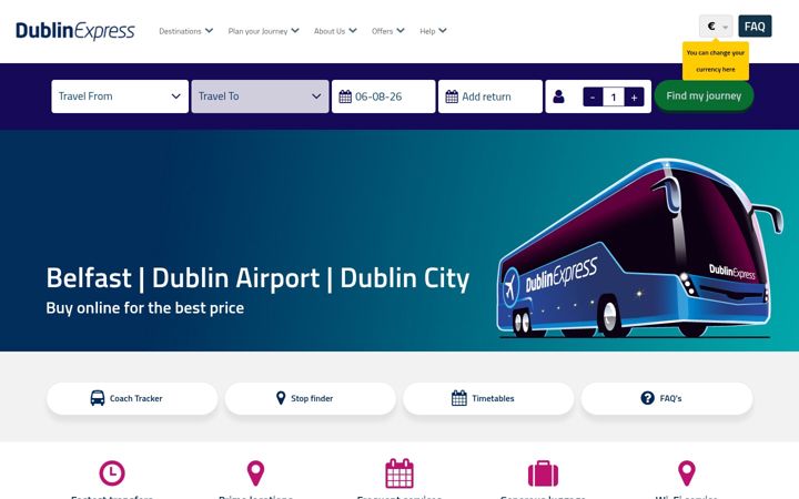 Snímek obrazovky dublinexpress.ie