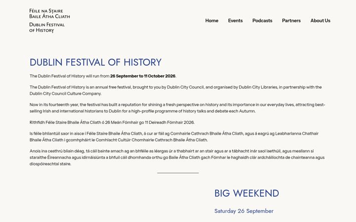 Snímek obrazovky dublinfestivalofhistory.ie