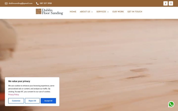 Snímek obrazovky dublinfloorsanding.ie
