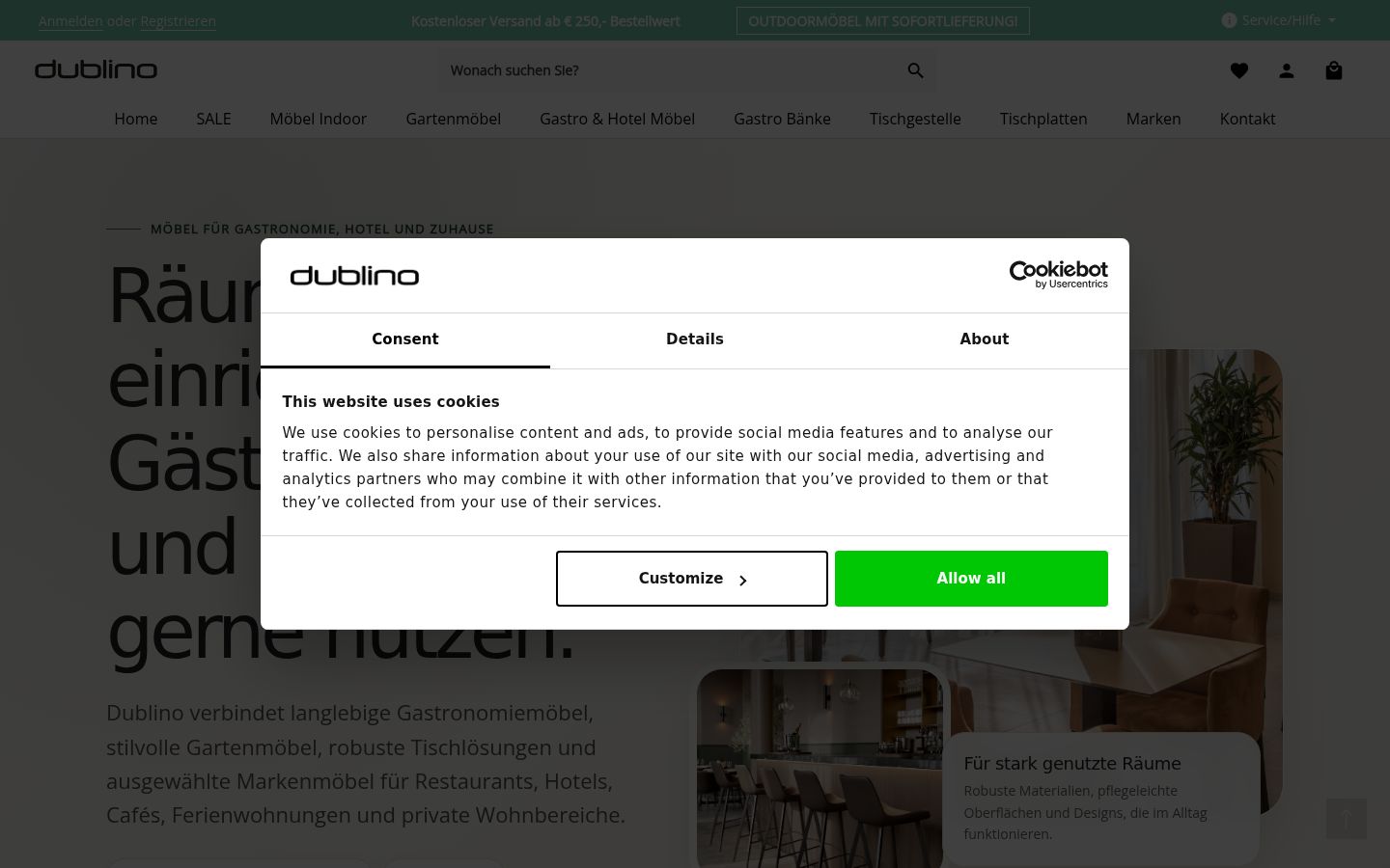 Screenshot of the consent banner shown before any interaction