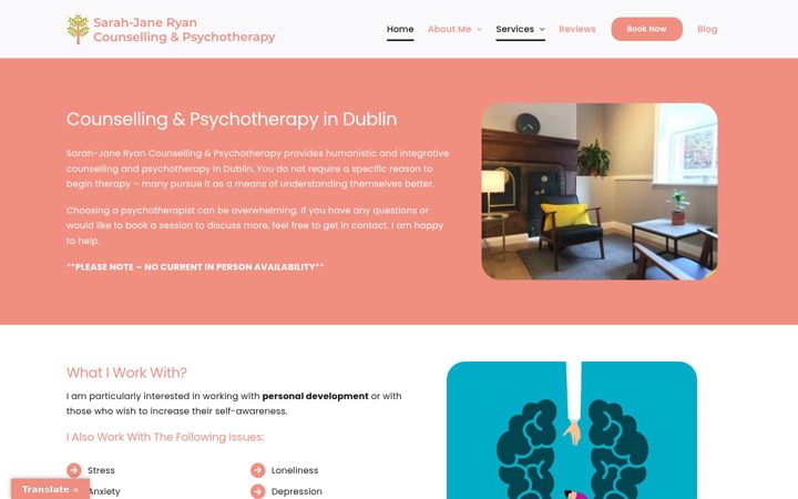 Screenshot von dublinpsychotherapist.ie