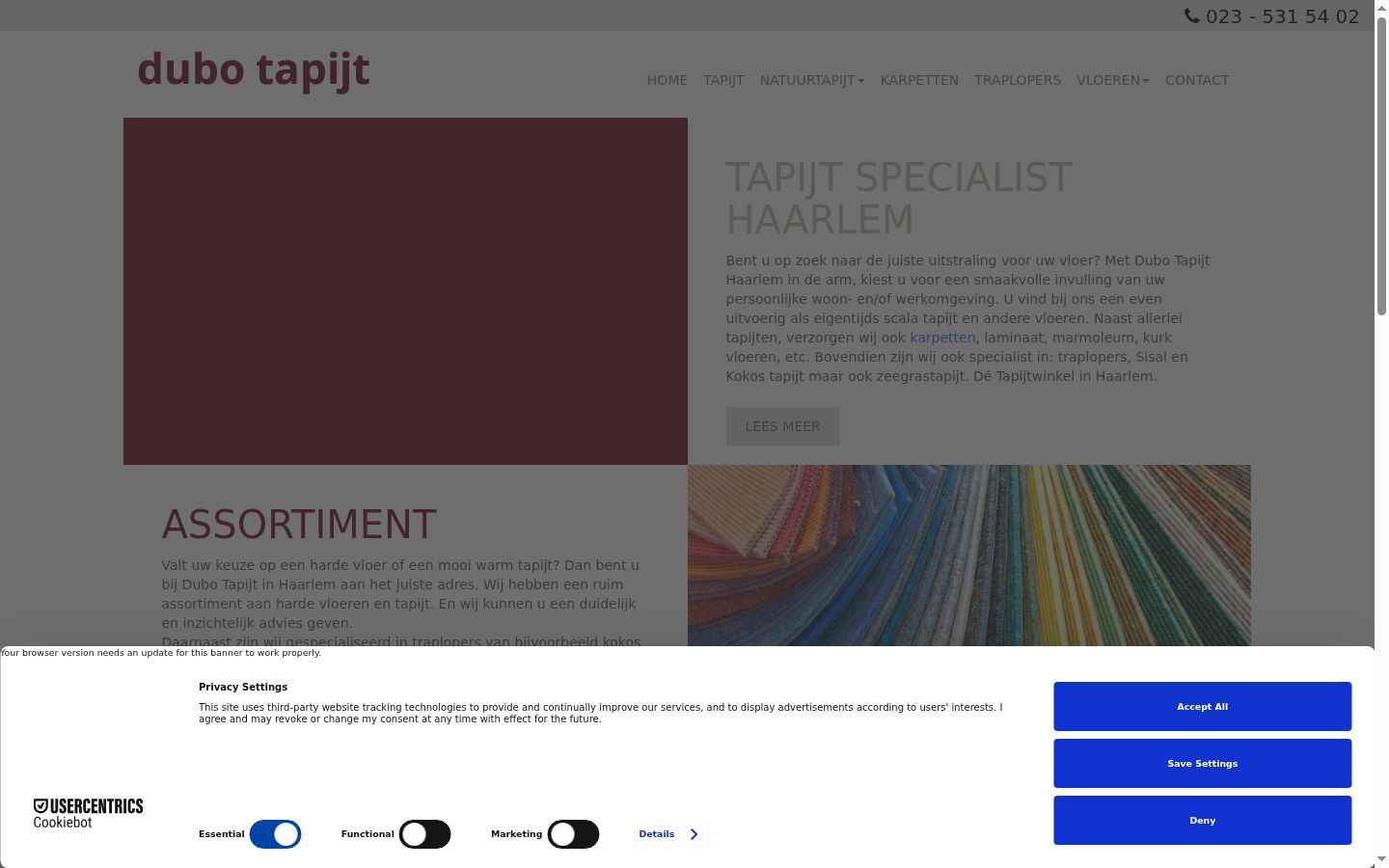 Screenshot del banner di consenso mostrato prima di qualsiasi interazione