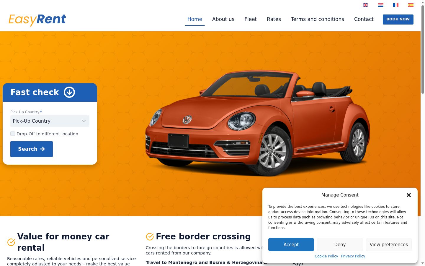 Screenshot of the consent banner shown before any interaction