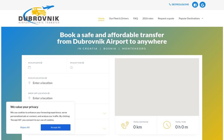 Screenshot of dubrovnik-airport-private-transfer.com