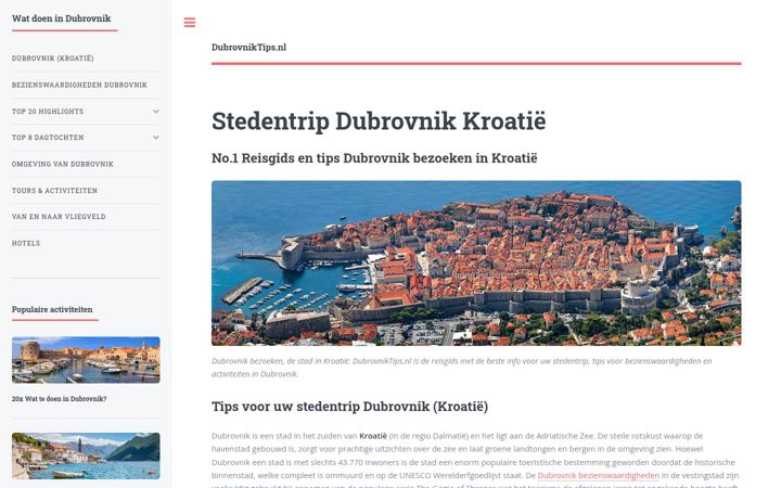 Screenshot di dubrovniktips.nl