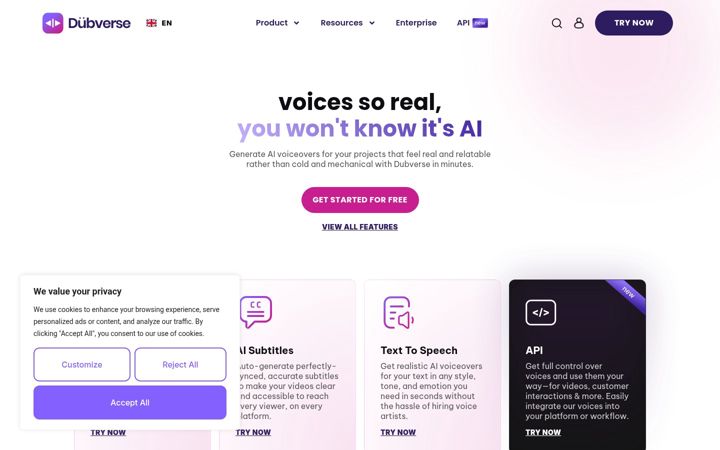 Képernyőkép: dubverse.ai