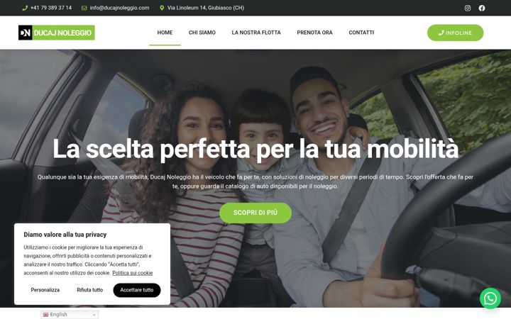 Screenshot of ducajnoleggio.com
