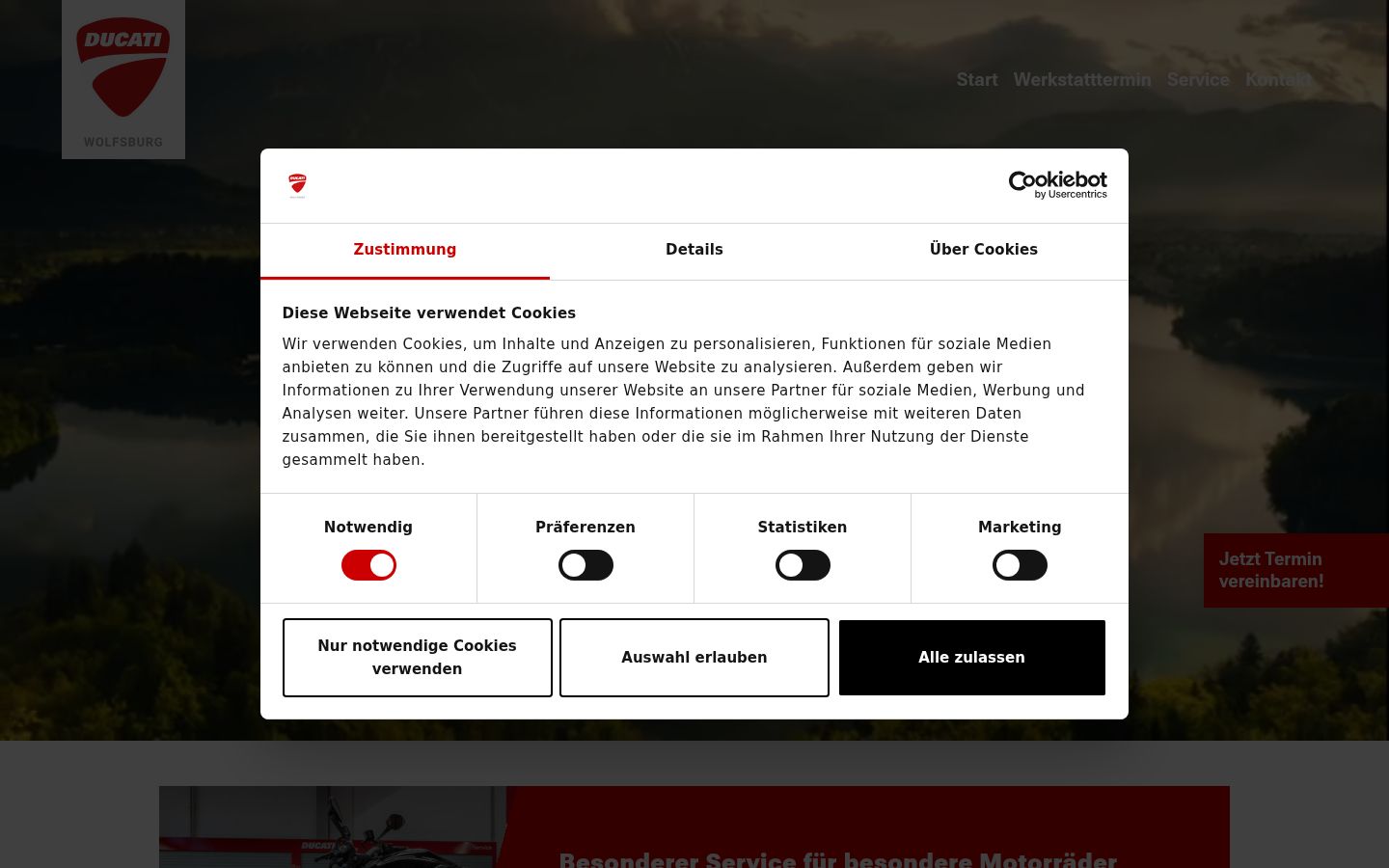 Captura de pantalla del banner de consentimiento mostrado antes de cualquier interacción
