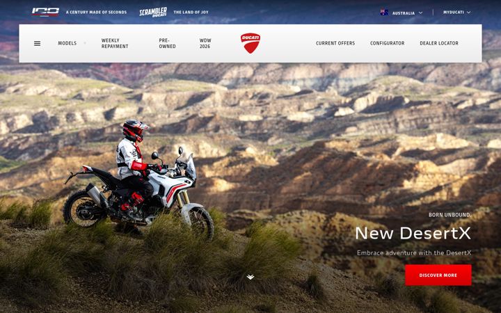 Capture d'écran de ducatiaustralia.com.au