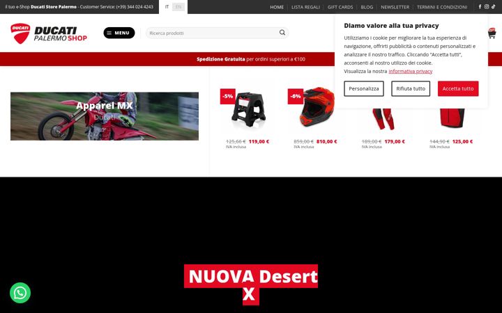 Screenshot του ducatipalermoshop.it