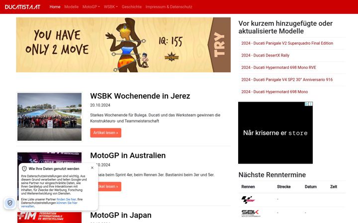 Screenshot von ducatista.at