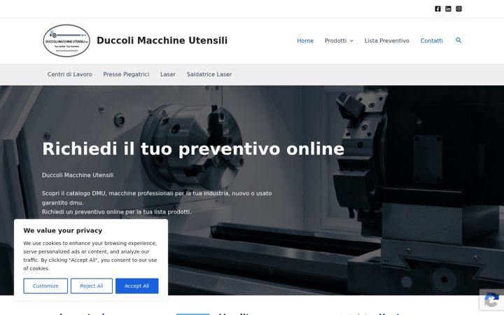 Screenshot του duccolimacchineutensili.it