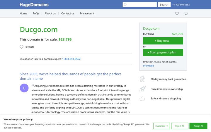 Screenshot of ducgo.com
