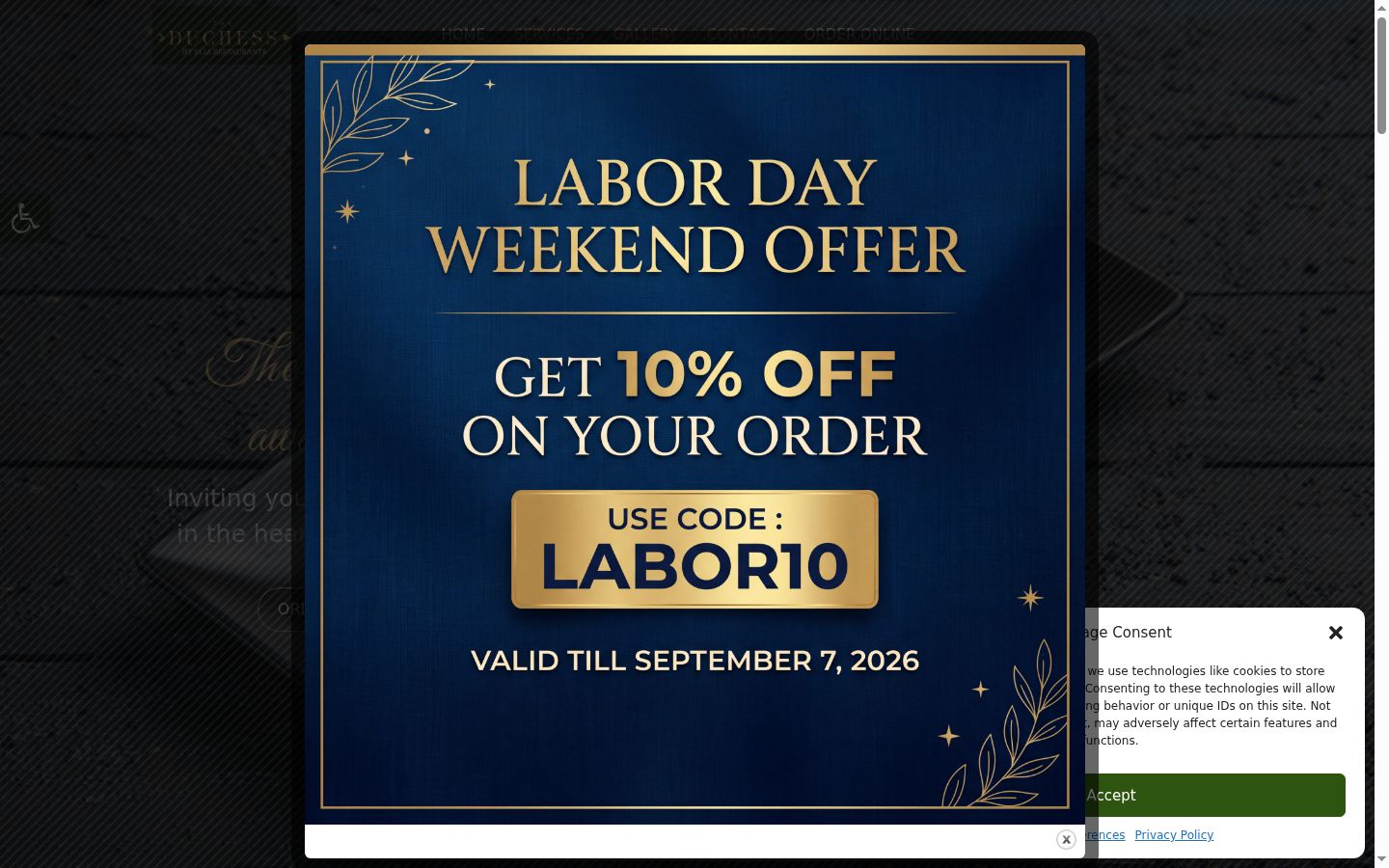 Screenshot of the consent banner shown before any interaction