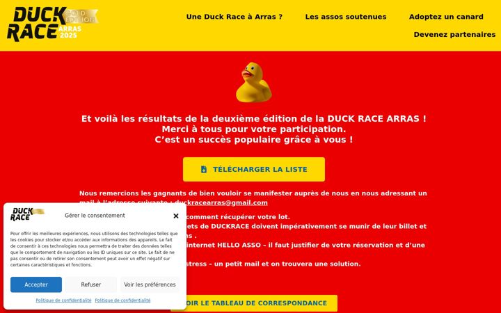 Screenshot of duck-race-arras.com