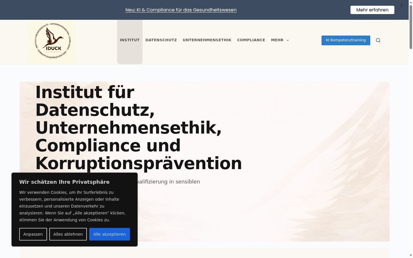 Capture d'écran de la bannière de consentement affichée avant toute interaction