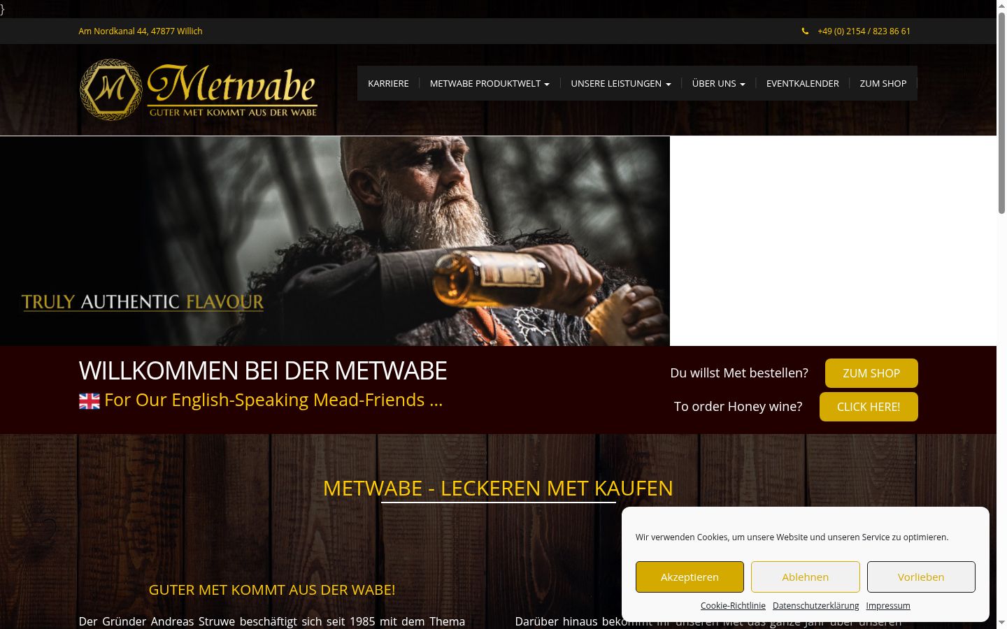 Screenshot des Einwilligungsbanners vor jeglicher Interaktion