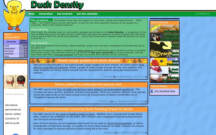 Screenshot stránky duckdensity.org.uk