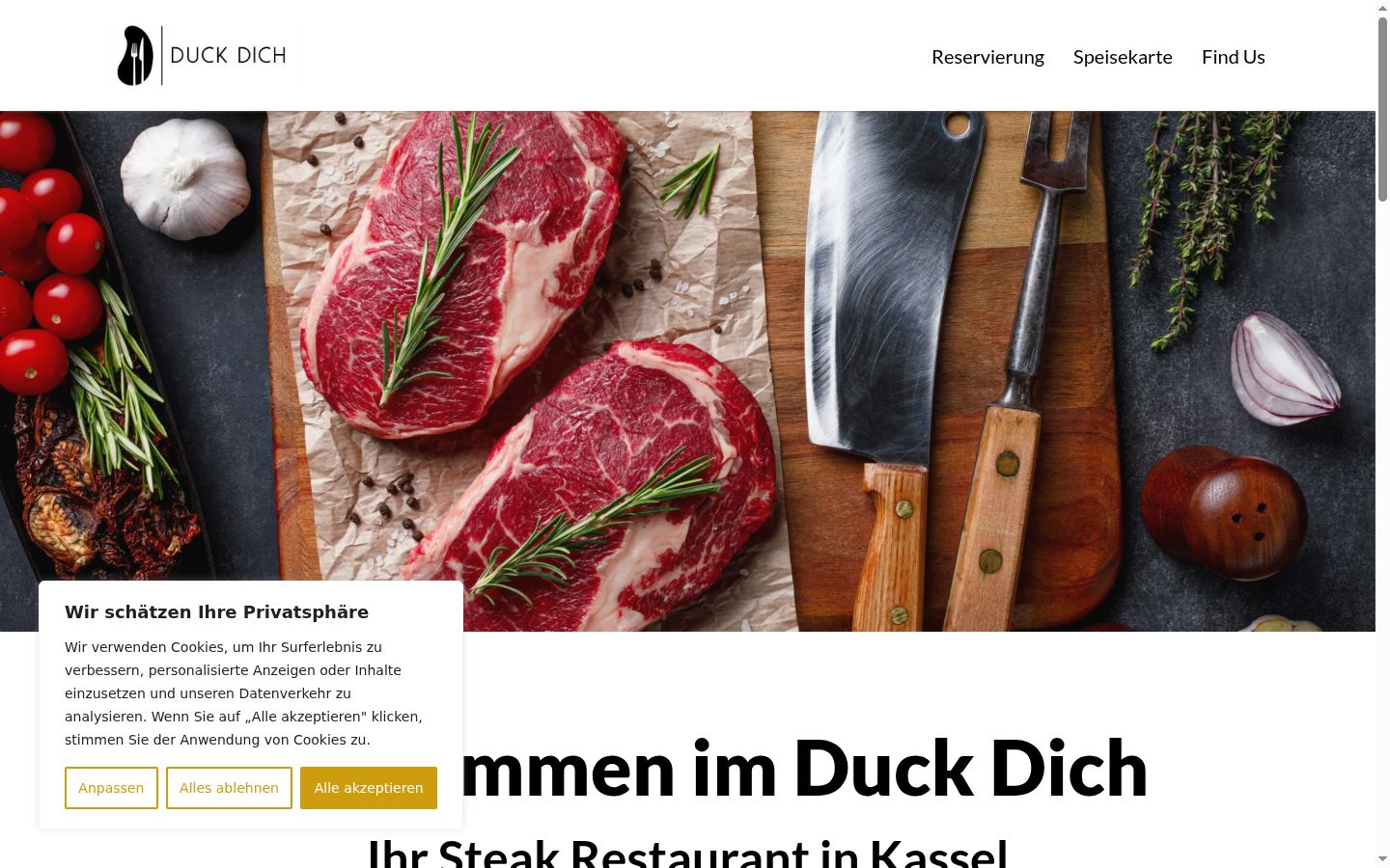 Screenshot des Einwilligungsbanners vor jeglicher Interaktion