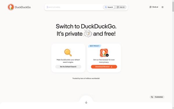 Screenshot of duckduckgo.com