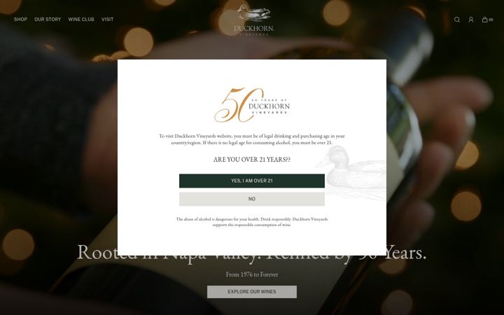 Screenshot of duckhorn.com