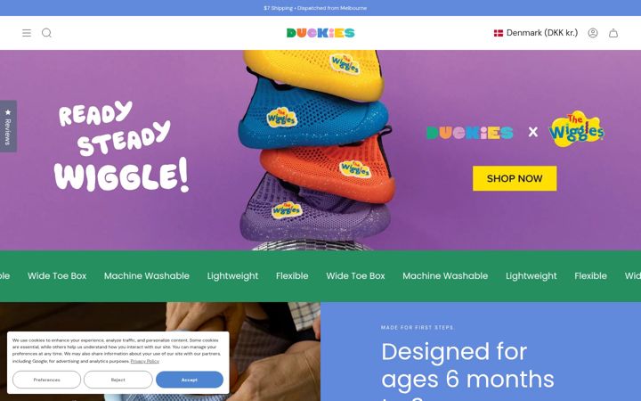 Screenshot of duckiesshoes.com