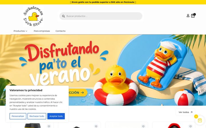 Captură de ecran a duckstore.es