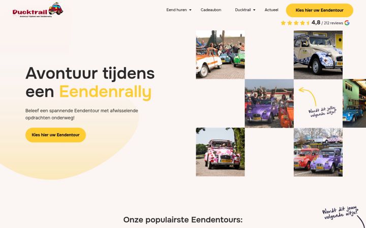 Screenshot di ducktrail.nl
