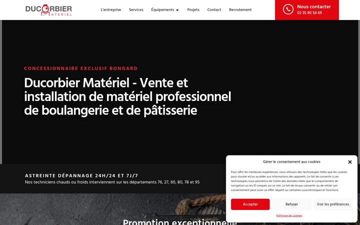 Ekrānuzņēmums no ducorbier-materiel.fr