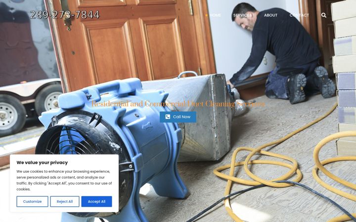 Screenshot of ductcleaningmarkham.com