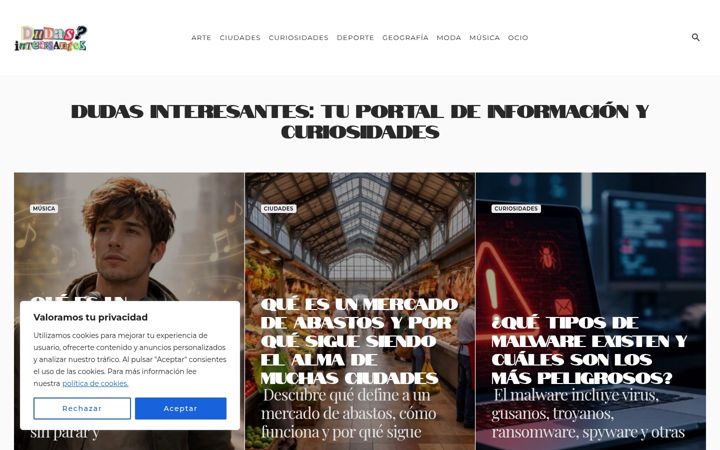 Screenshot of dudasinteresantes.com