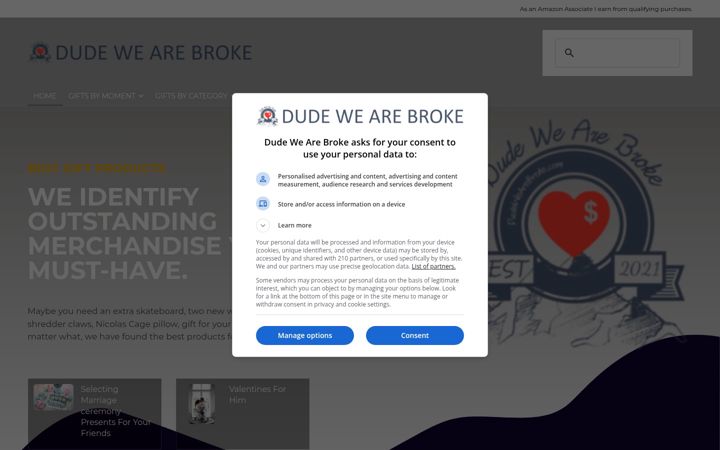 Screenshot of dudewearebroke.com