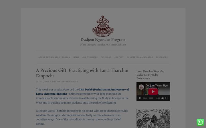Screenshot of dudjomtersarngondro.com