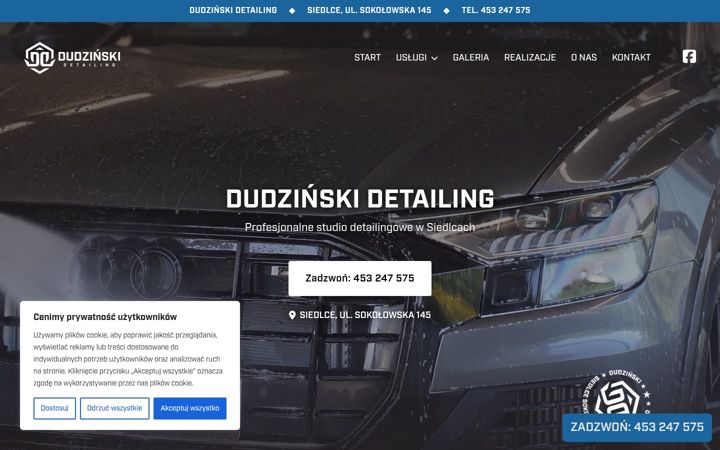 Captura de pantalla de dudzinskidetailing.pl