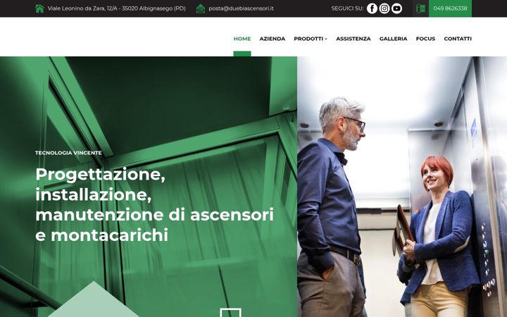 Screenshot of duebiascensori.com