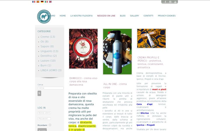 Skærmbillede af duecentodiciassettecosmesinaturale.it