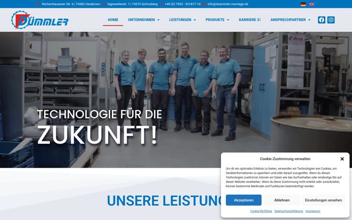 Screenshot of duemmler-montage.de