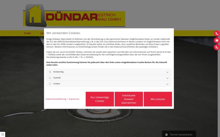 Screenshot of duendar-estrich.de