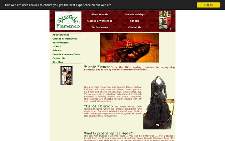 Screenshot van duendeflamenco.co.uk