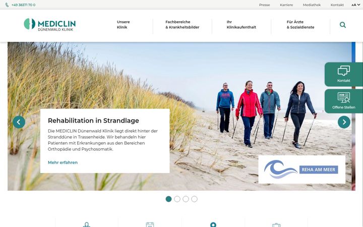 Screenshot of duenenwaldklinik.de