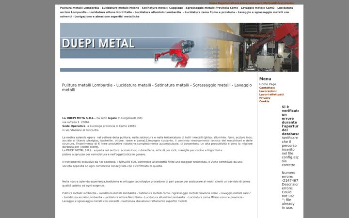 Screenshot of duepi-metal.com