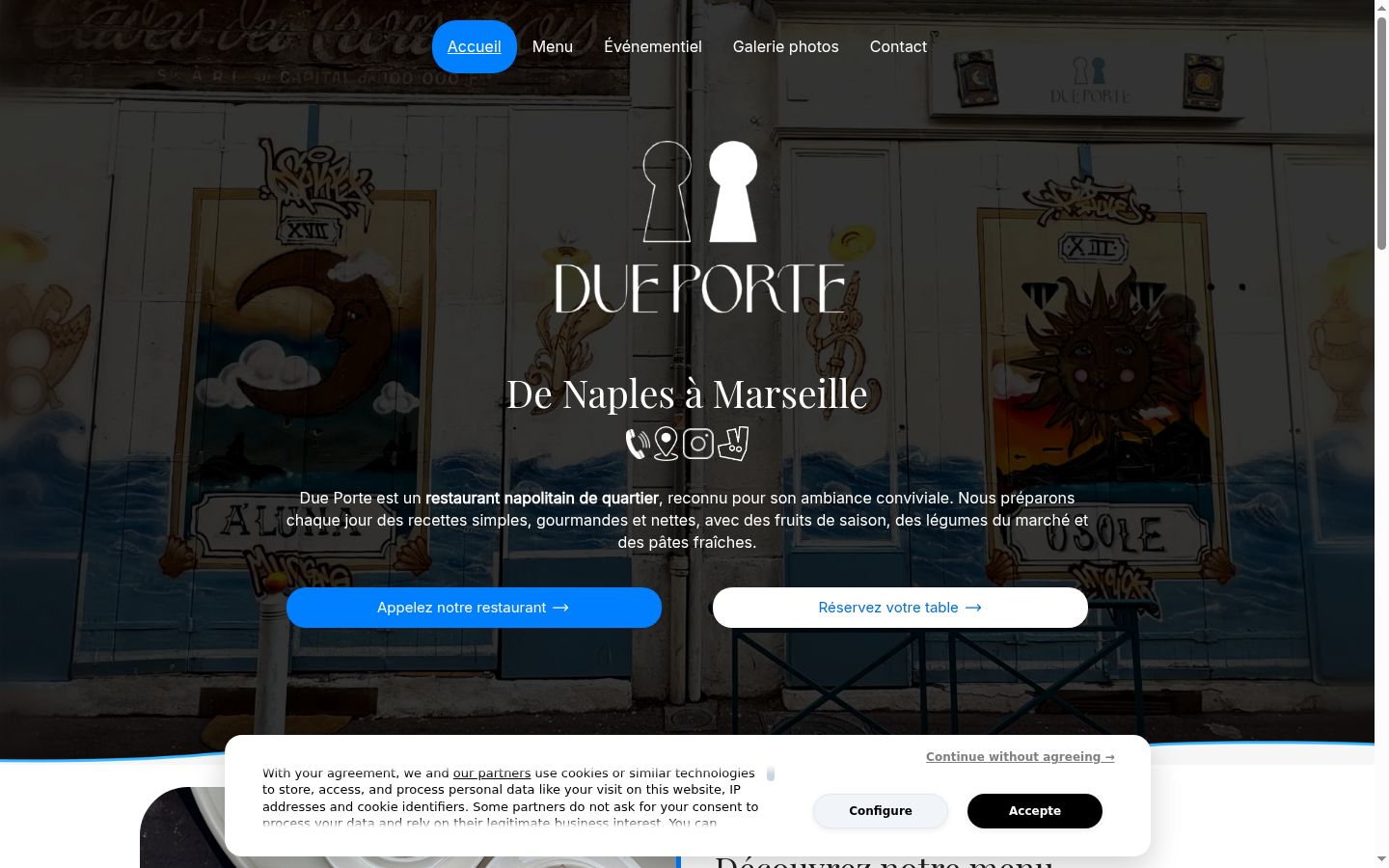 Screenshot del banner di consenso mostrato prima di qualsiasi interazione