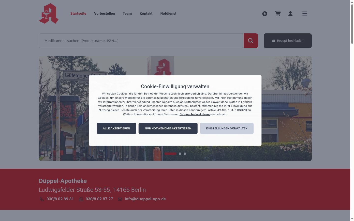 Screenshot of the consent banner shown before any interaction
