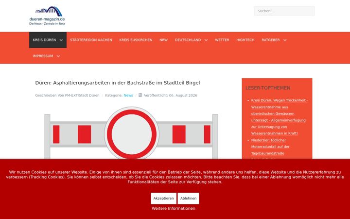 Snímek obrazovky dueren-magazin.de