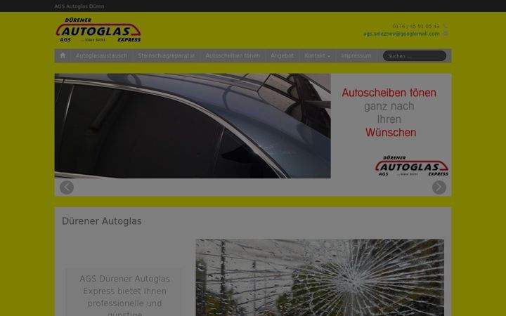 Snímek obrazovky duerener-autoglas.de