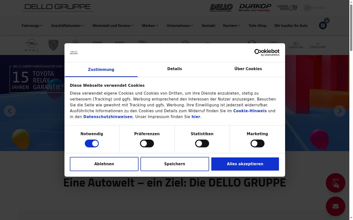 Screenshot of the consent banner shown before any interaction