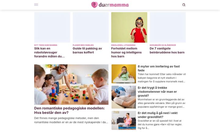 Captura de pantalla de duermamma.no