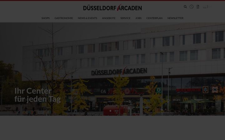 Snímek obrazovky duesseldorf-arcaden.de